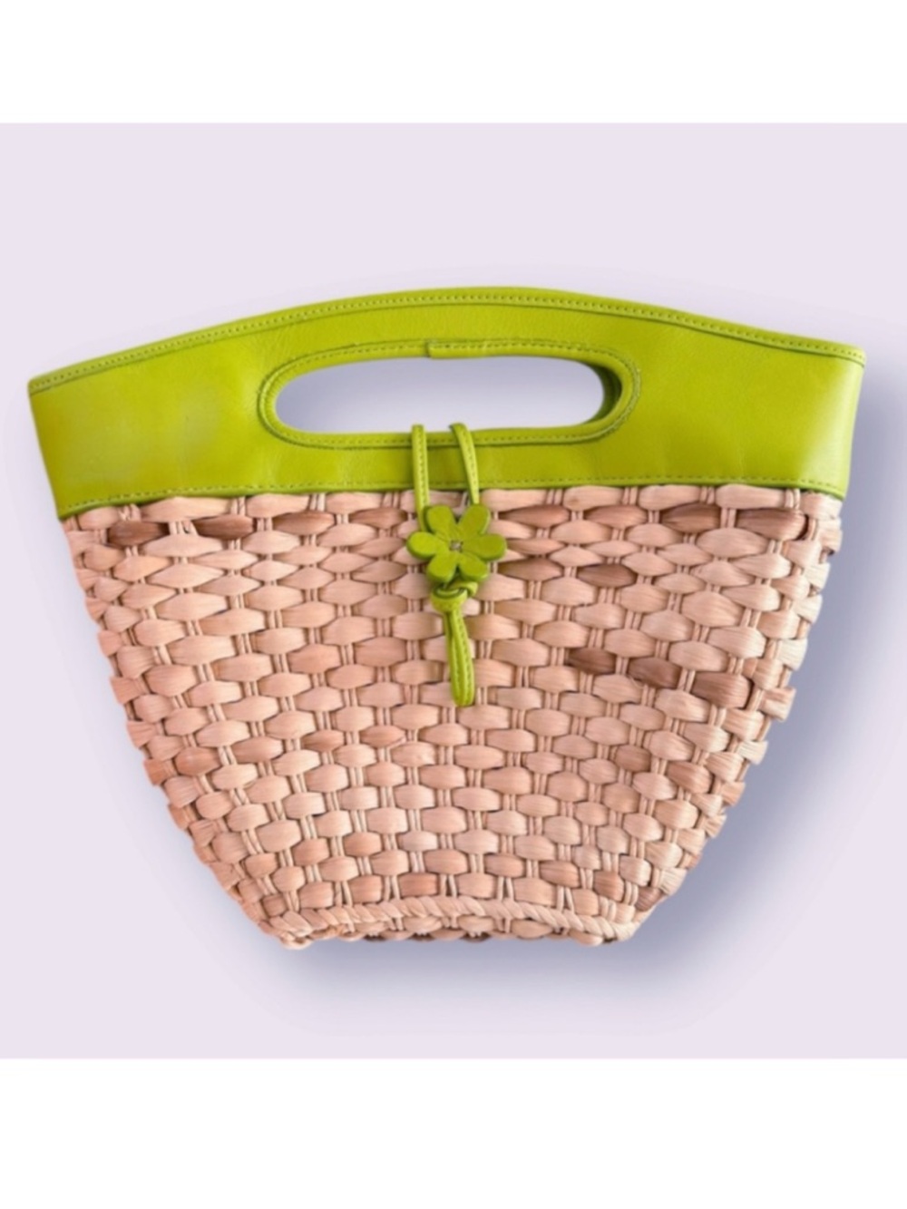 Preston & York Woven Cornhusk and Genuine Leather Tote Bag